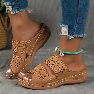 Ines™ | Summer Floral Cutout Sandals – Elegance and Comfort with Every Step