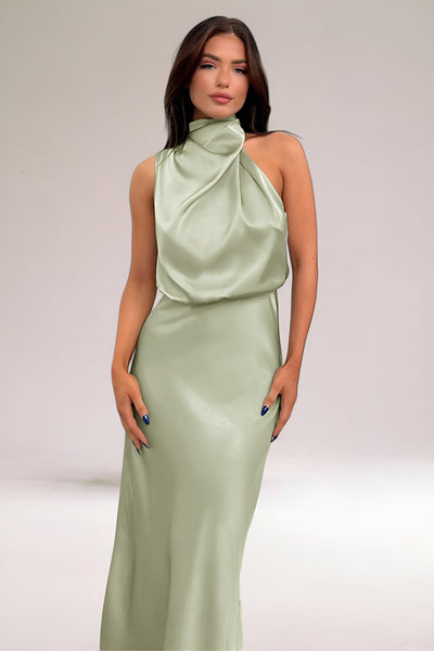 Sara™ | Glamorous Satin Halterneck Dress