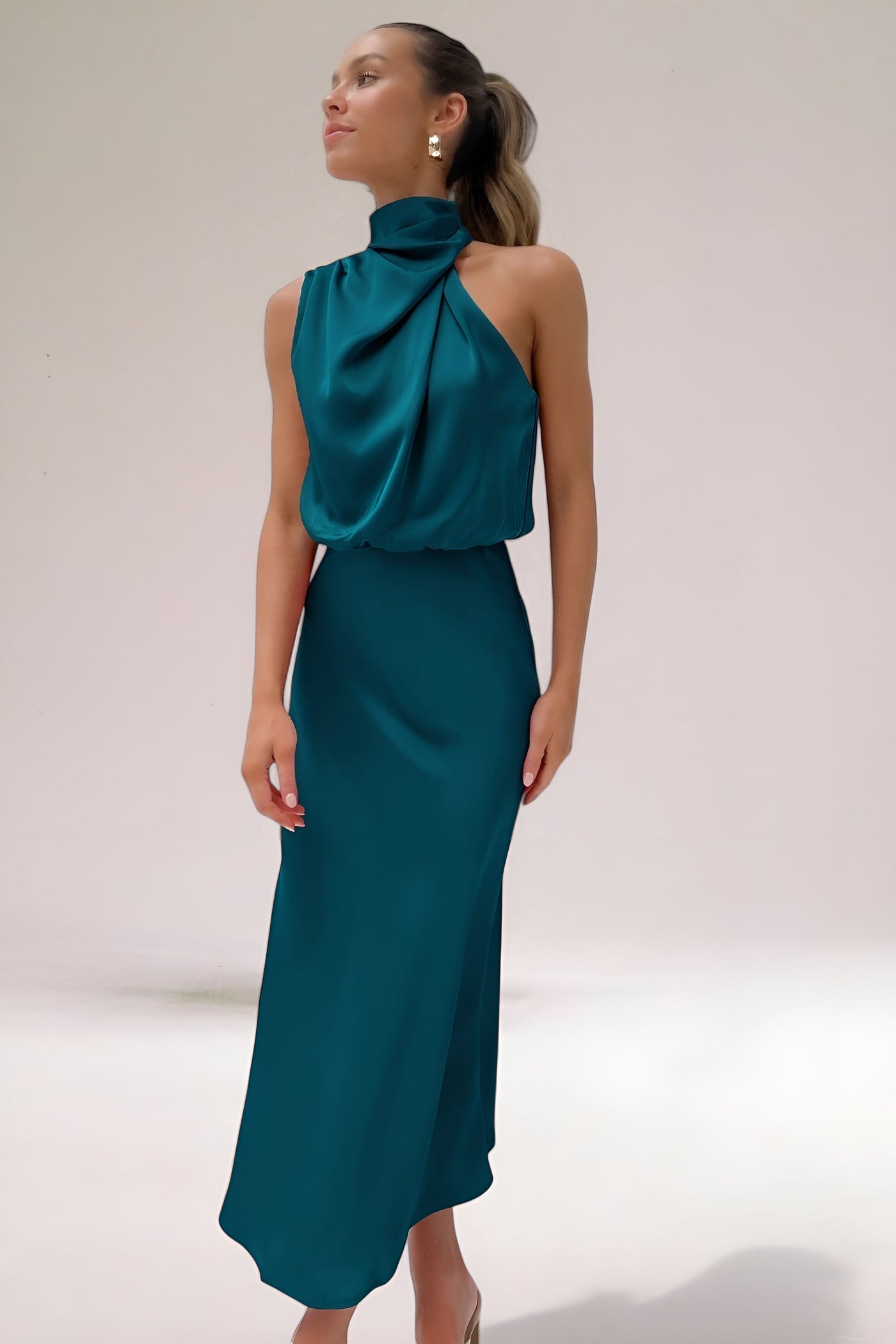 Sara™ | Glamorous Satin Halterneck Dress