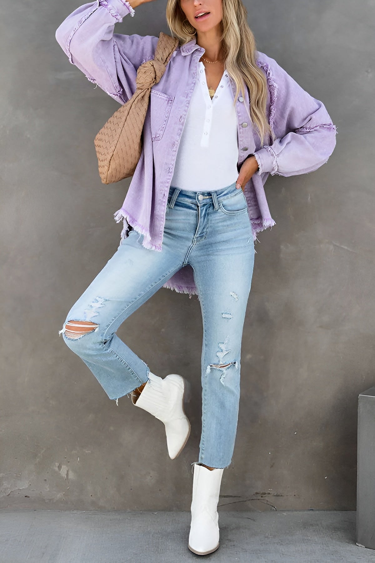 Olivia™ | Stylish Denim Jacket with Stripes and Pockets