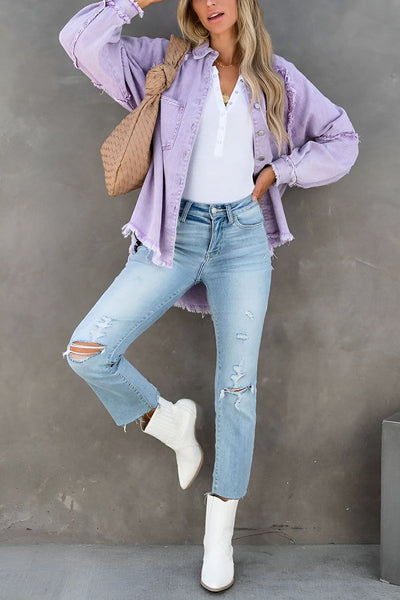 Olivia™ | Stylish Denim Jacket with Stripes and Pockets