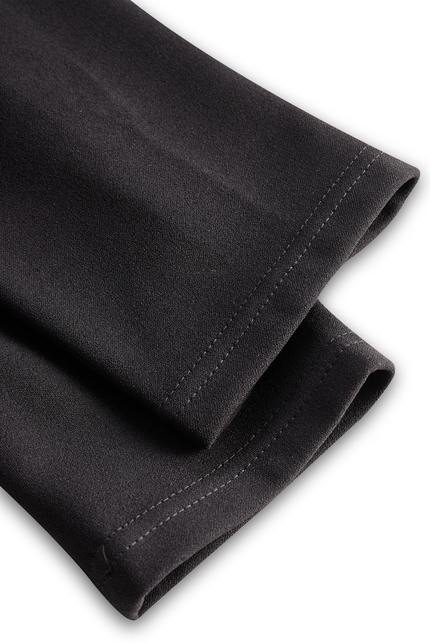 Refined Black Dress with Belt and Mandarin Collar