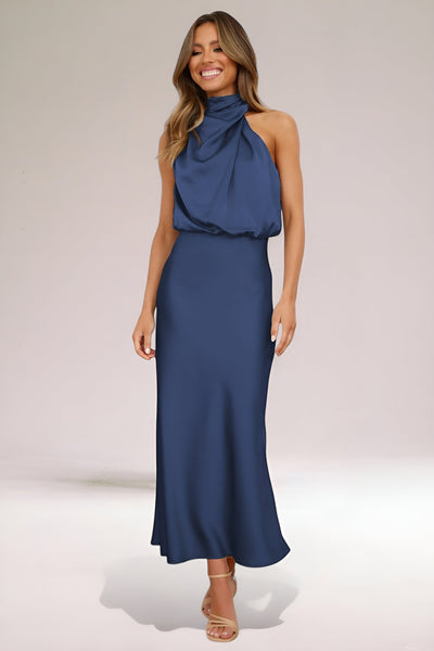 Sara™ | Glamorous Satin Halterneck Dress