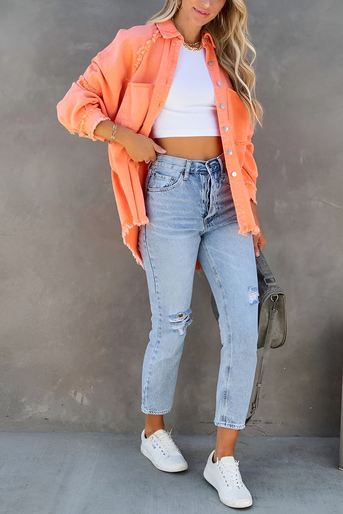 Olivia™ | Stylish Denim Jacket with Stripes and Pockets