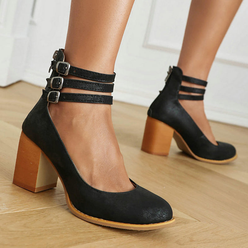 Casilda | Flat sandals with ankle strap and chunky heel