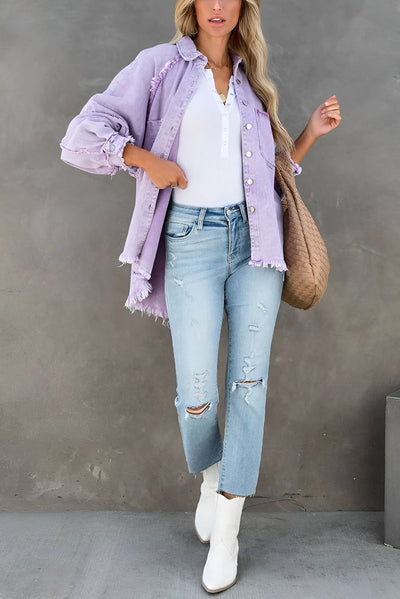Olivia™ | Stylish Denim Jacket with Stripes and Pockets