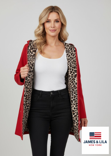 Daisy | Reversible Hooded Coat with Leopard Print
