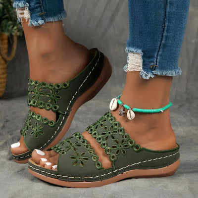Ines™ | Summer Floral Cutout Sandals – Elegance and Comfort with Every Step