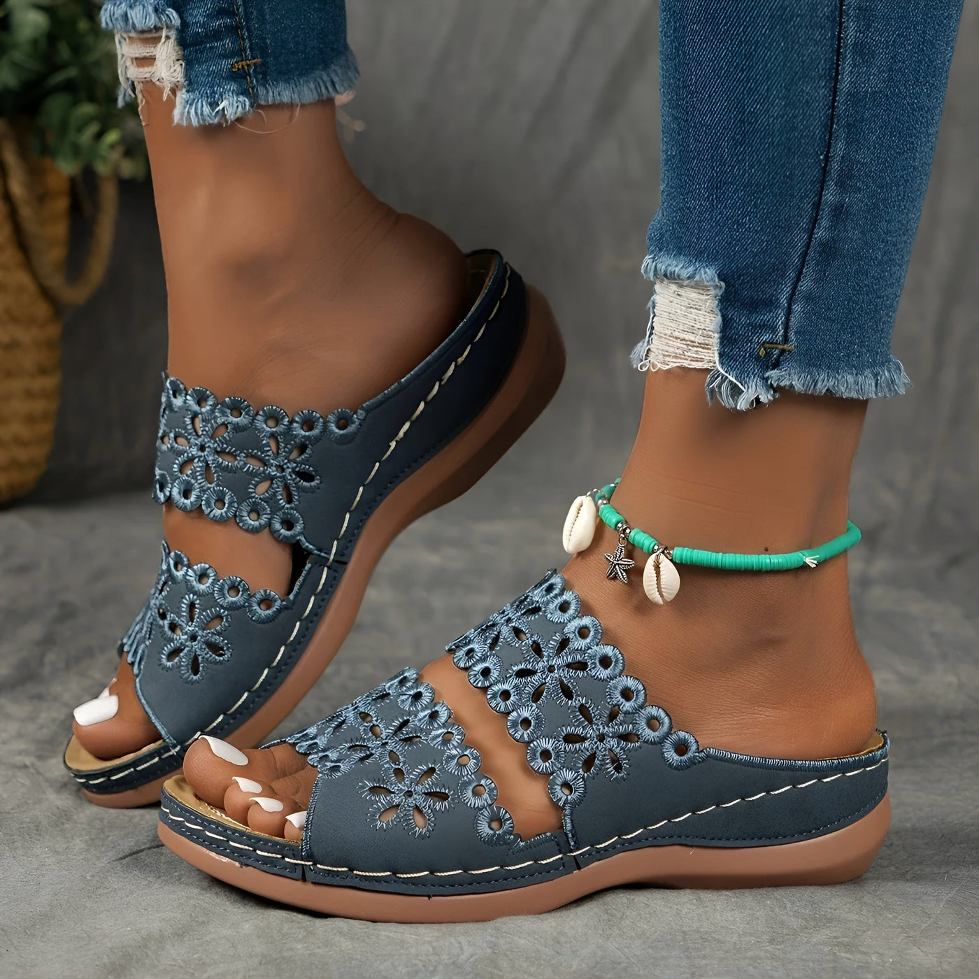 Ines™ | Summer Floral Cutout Sandals – Elegance and Comfort with Every Step