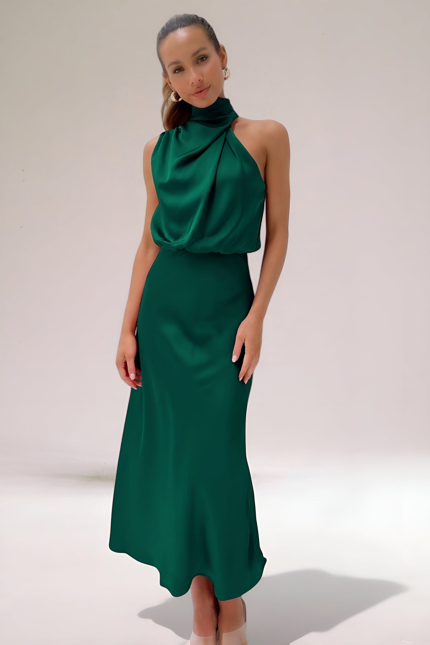Sara™ | Glamorous Satin Halterneck Dress
