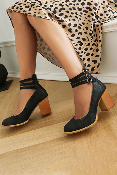Casilda | Flat sandals with ankle strap and chunky heel