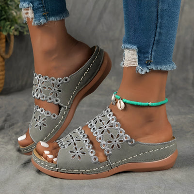 Ines™ | Summer Floral Cutout Sandals – Elegance and Comfort with Every Step