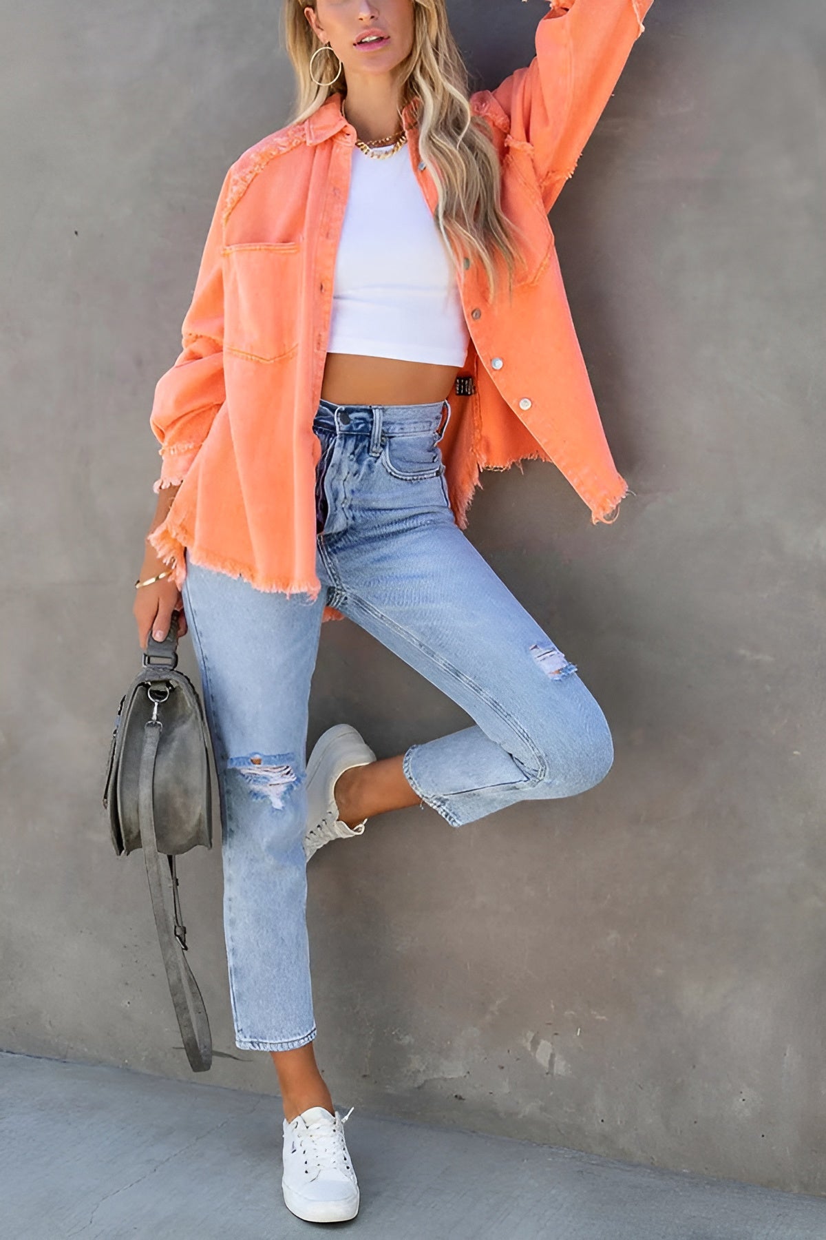 Olivia™ | Stylish Denim Jacket with Stripes and Pockets