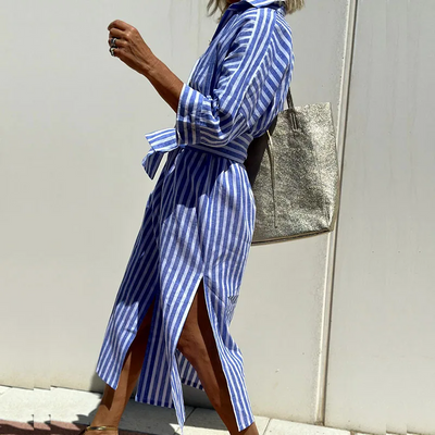 Sophia | Elegant Striped Shirt Dress