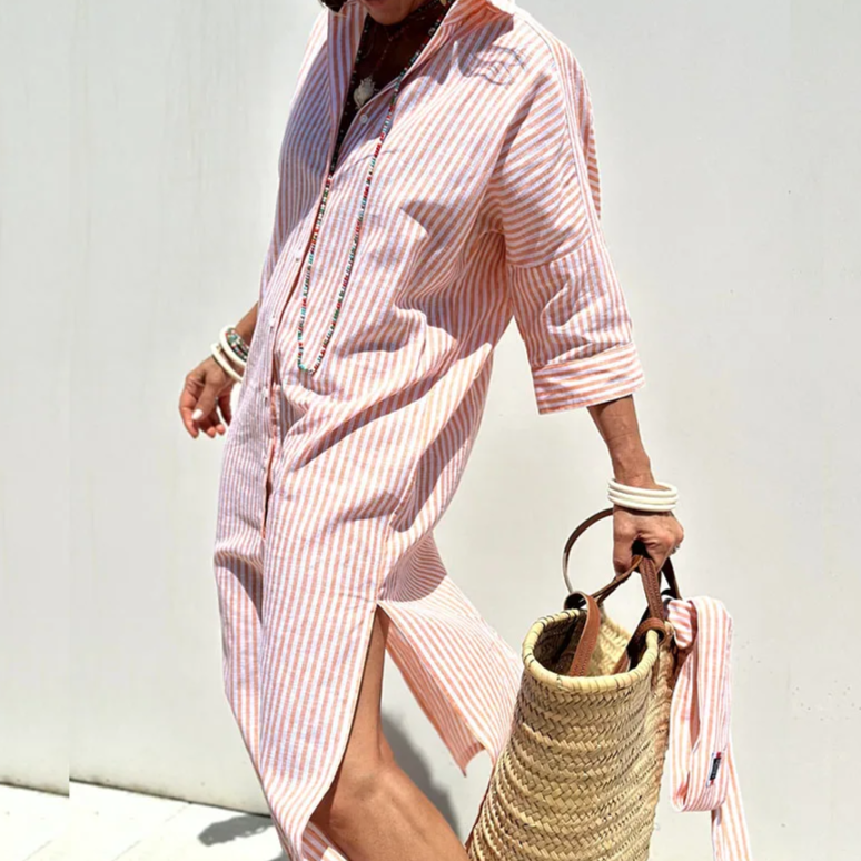 Sophia | Elegant Striped Shirt Dress