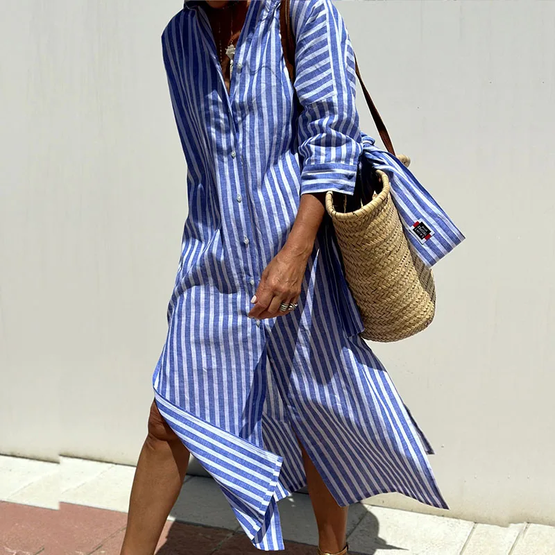 Sophia | Elegant Striped Shirt Dress