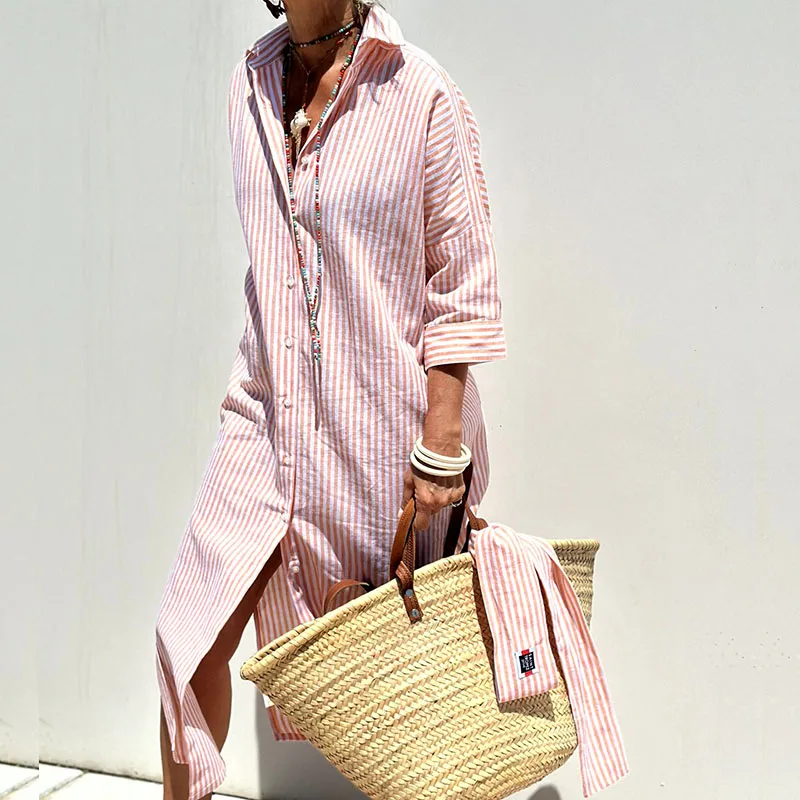 Sophia | Elegant Striped Shirt Dress