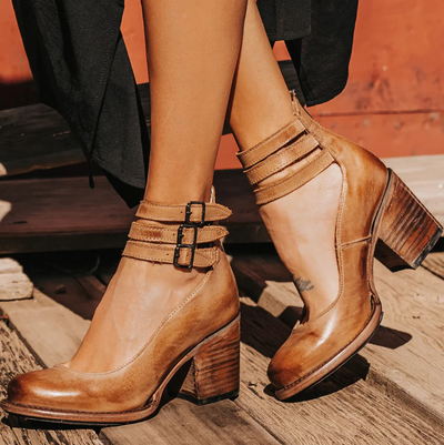 Bea™ | Vintage Elegance Leather Heel Shoes