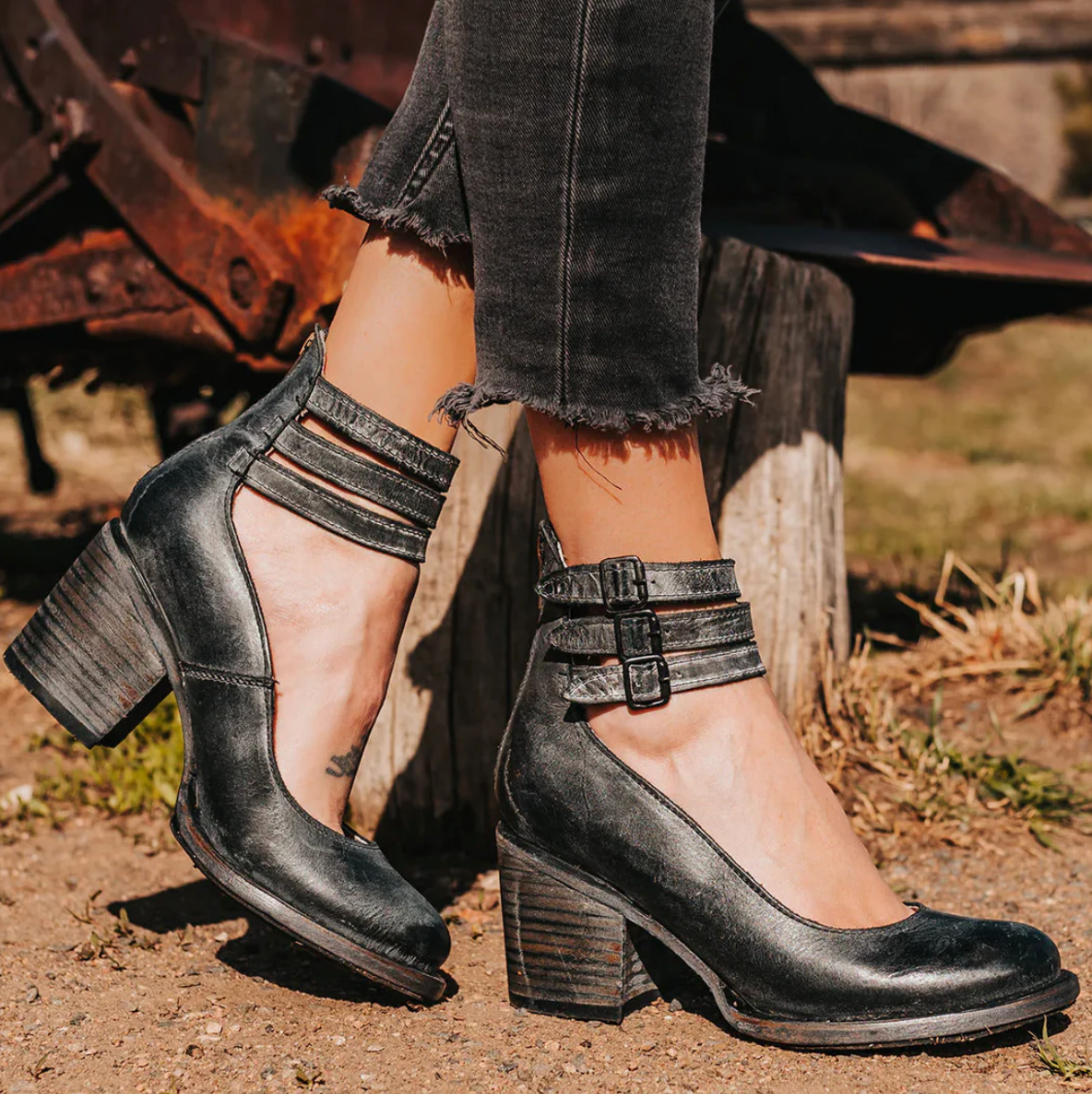 Bea™ | Vintage Elegance Leather Heel Shoes
