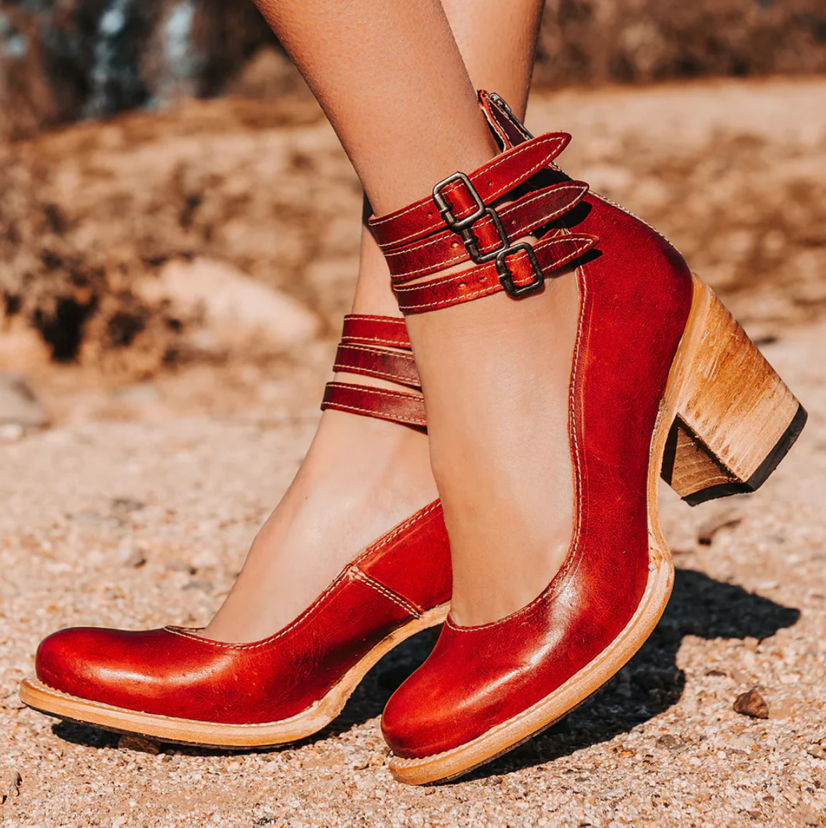 Bea™ | Vintage Elegance Leather Heel Shoes