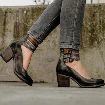 Bea™ | Vintage Elegance Leather Heel Shoes