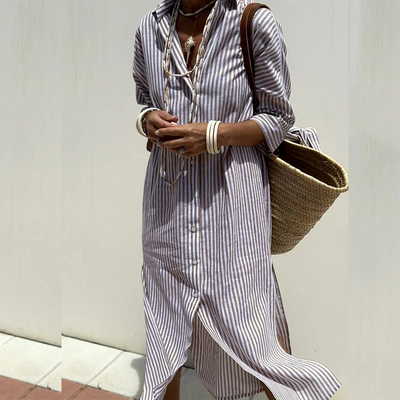 Sophia | Elegant Striped Shirt Dress