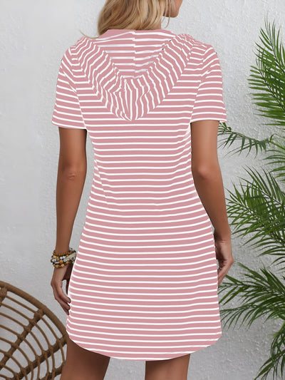 Tessa™ | Striped Hooded Summer Dress with Buttons