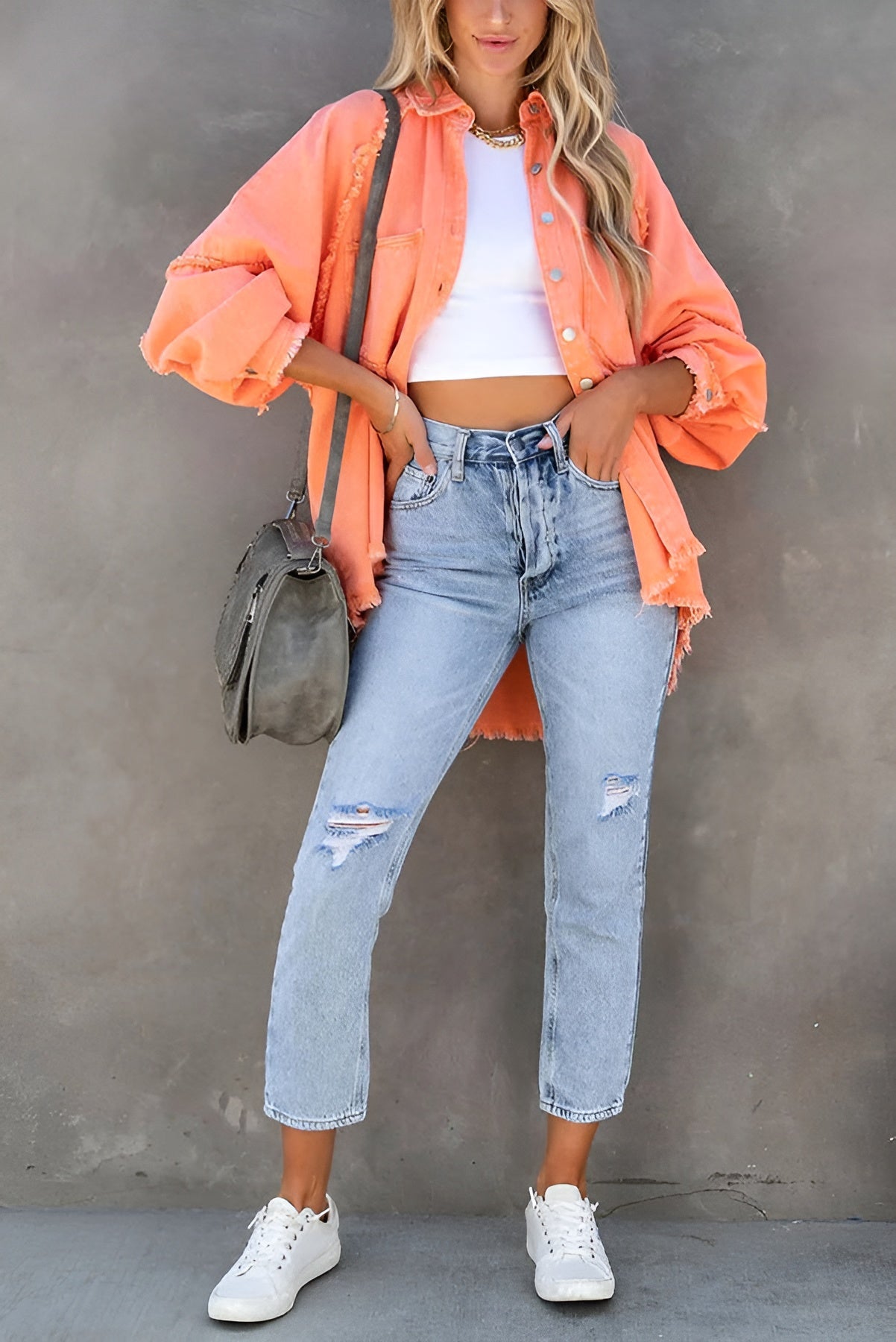 Olivia™ | Stylish Denim Jacket with Stripes and Pockets