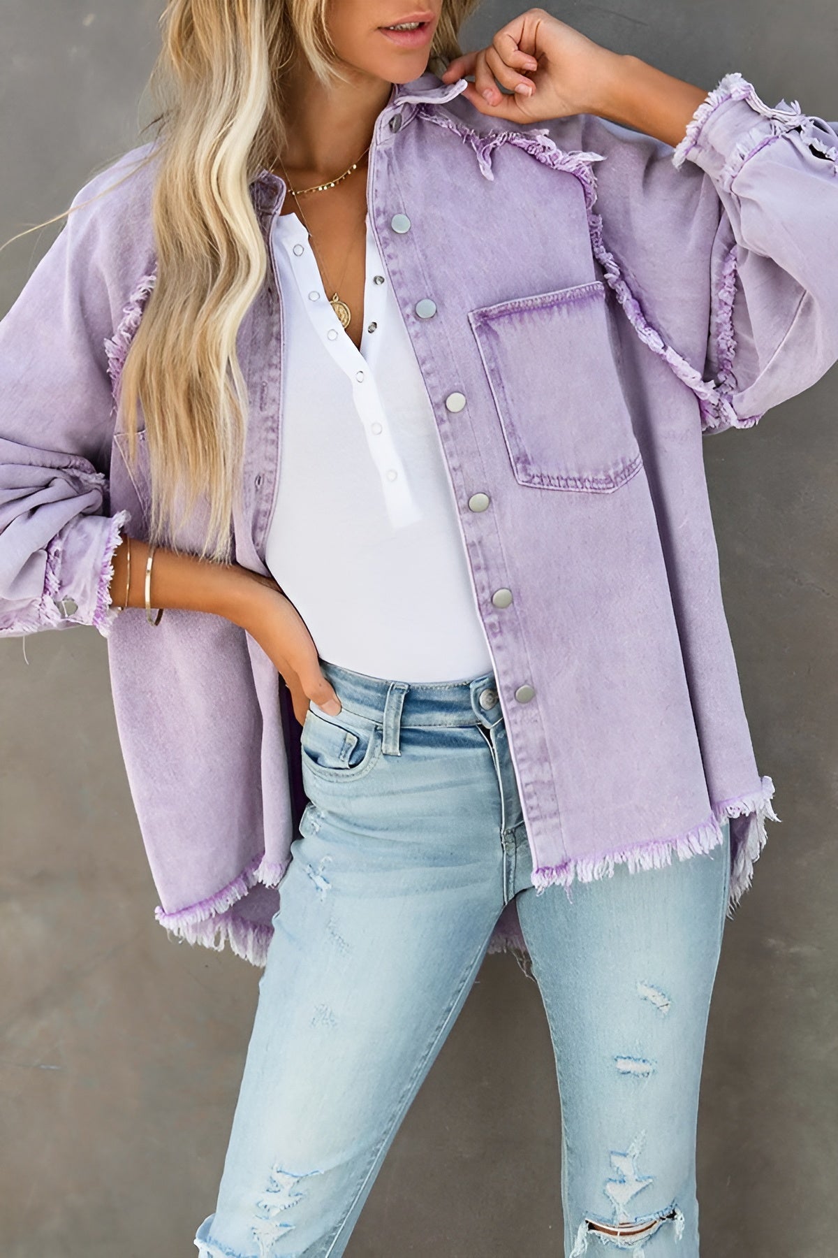 Olivia™ | Stylish Denim Jacket with Stripes and Pockets