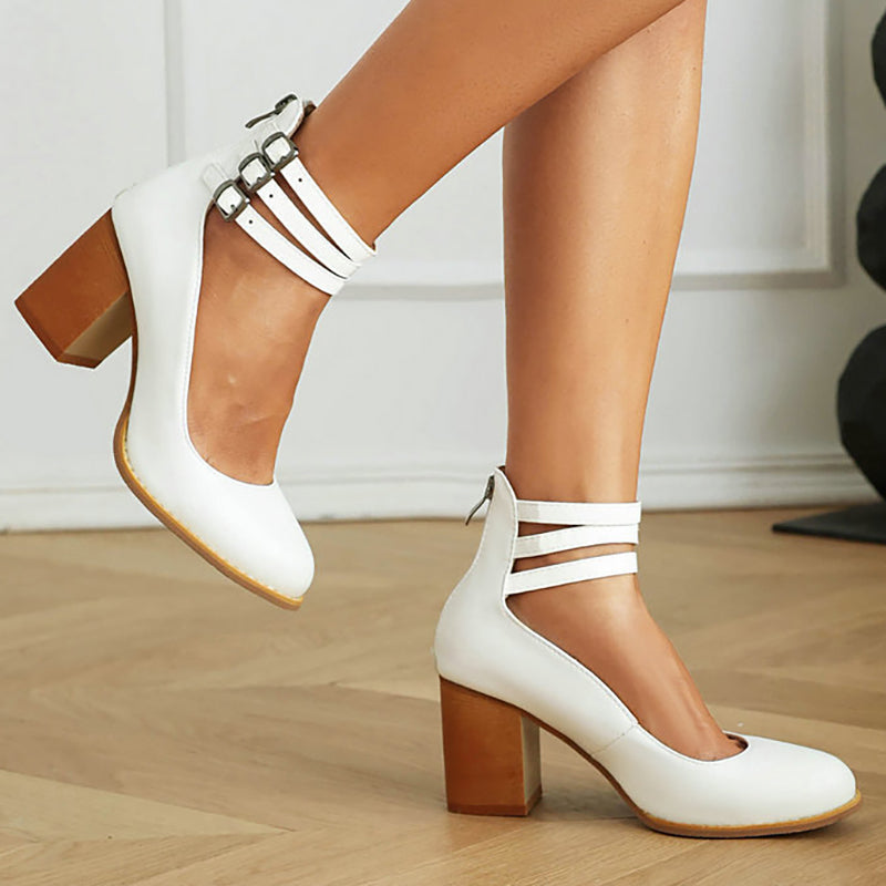 Casilda | Flat sandals with ankle strap and chunky heel