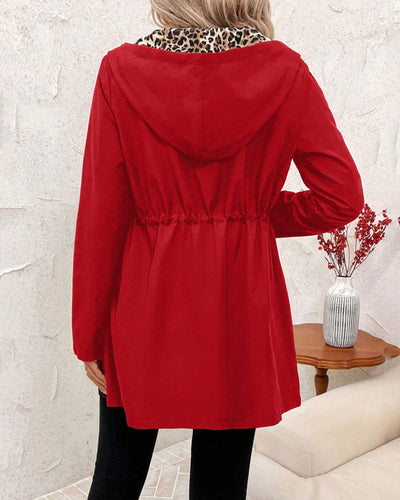 Daisy | Reversible Hooded Coat with Leopard Print