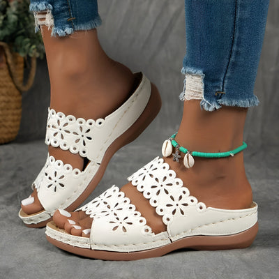 Ines™ | Summer Floral Cutout Sandals – Elegance and Comfort with Every Step