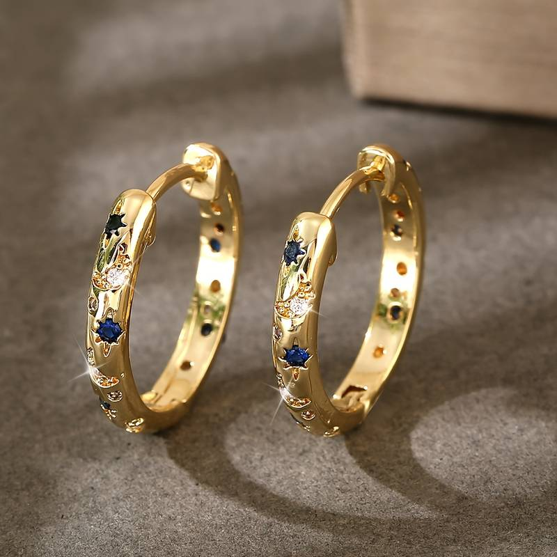 Maja™ | Vintage Gold Hoop Earrings with Sparkle