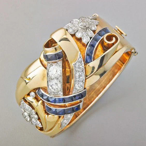 Agnes™ | Vintage Gold Ring with Blue Zircon